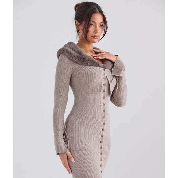 NEW House of CB Dahlia Cardigan Beige / Camel Small - Picture 6 of 15